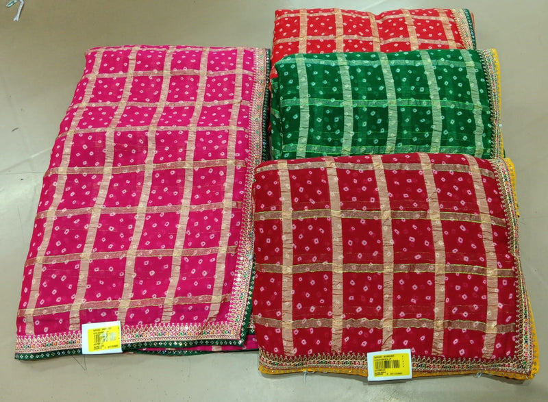 Bandhani Design Chiffon Saree Set Of 2 Pcs Set - M.R.Saree Emporium
