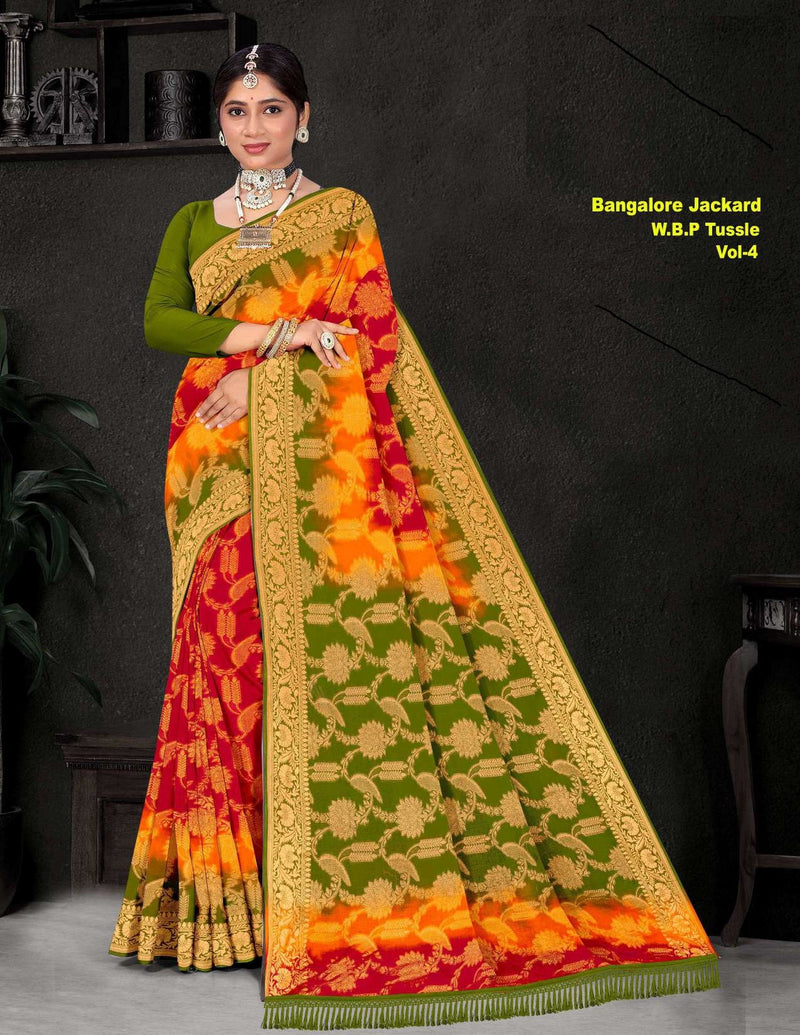 Bangalore Pure Cotton Tussar Jacquard Saree – 10 Pcs Set M.R. Saree Emporium