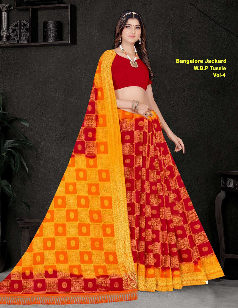 Bangalore Pure Cotton Tussar Jacquard Saree – 10 Pcs Set M.R. Saree Emporium