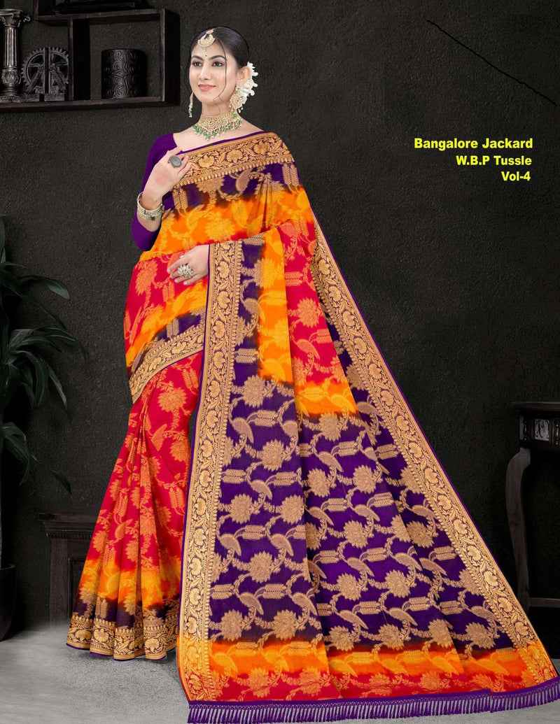 Bangalore Pure Cotton Tussar Jacquard Saree – 10 Pcs Set M.R. Saree Emporium