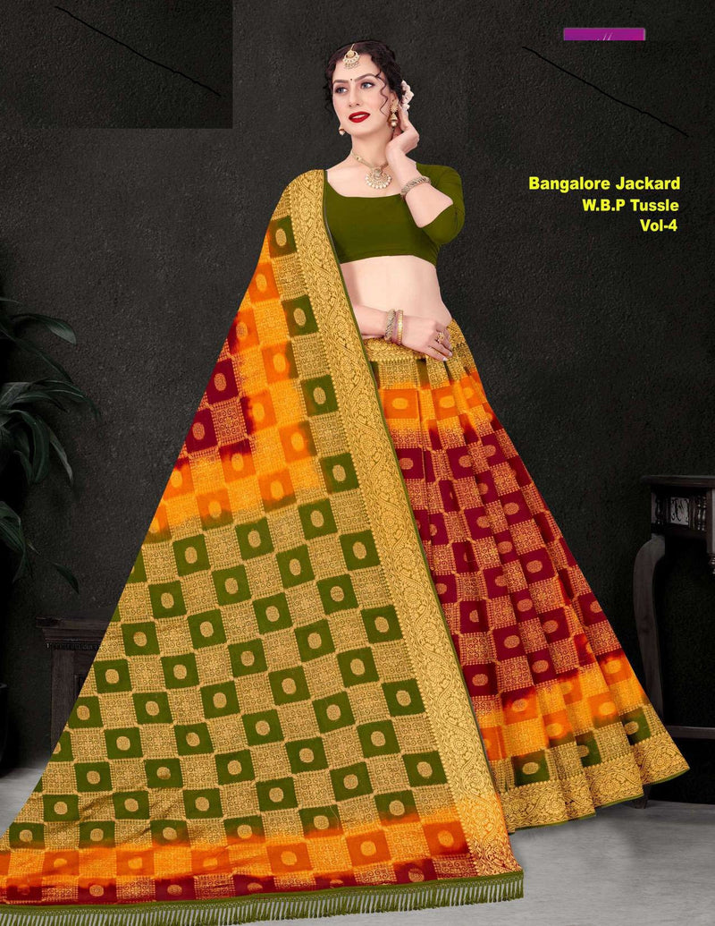 Bangalore Pure Cotton Tussar Jacquard Saree – 10 Pcs Set M.R. Saree Emporium