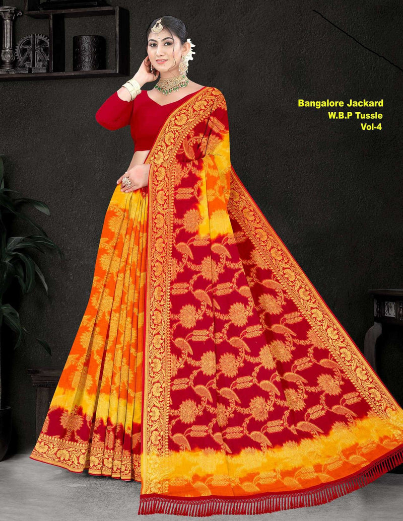 Bangalore Pure Cotton Tussar Jacquard Saree – 10 Pcs Set M.R. Saree Emporium