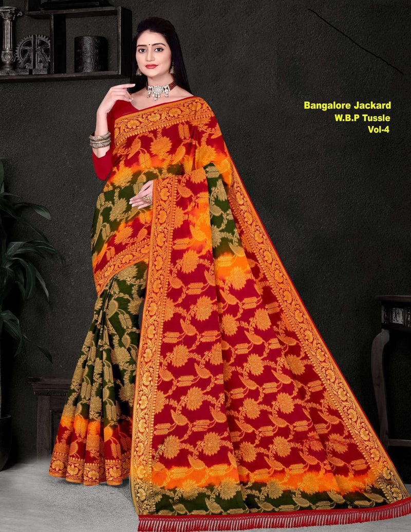 Bangalore Pure Cotton Tussar Jacquard Saree – 10 Pcs Set M.R. Saree Emporium