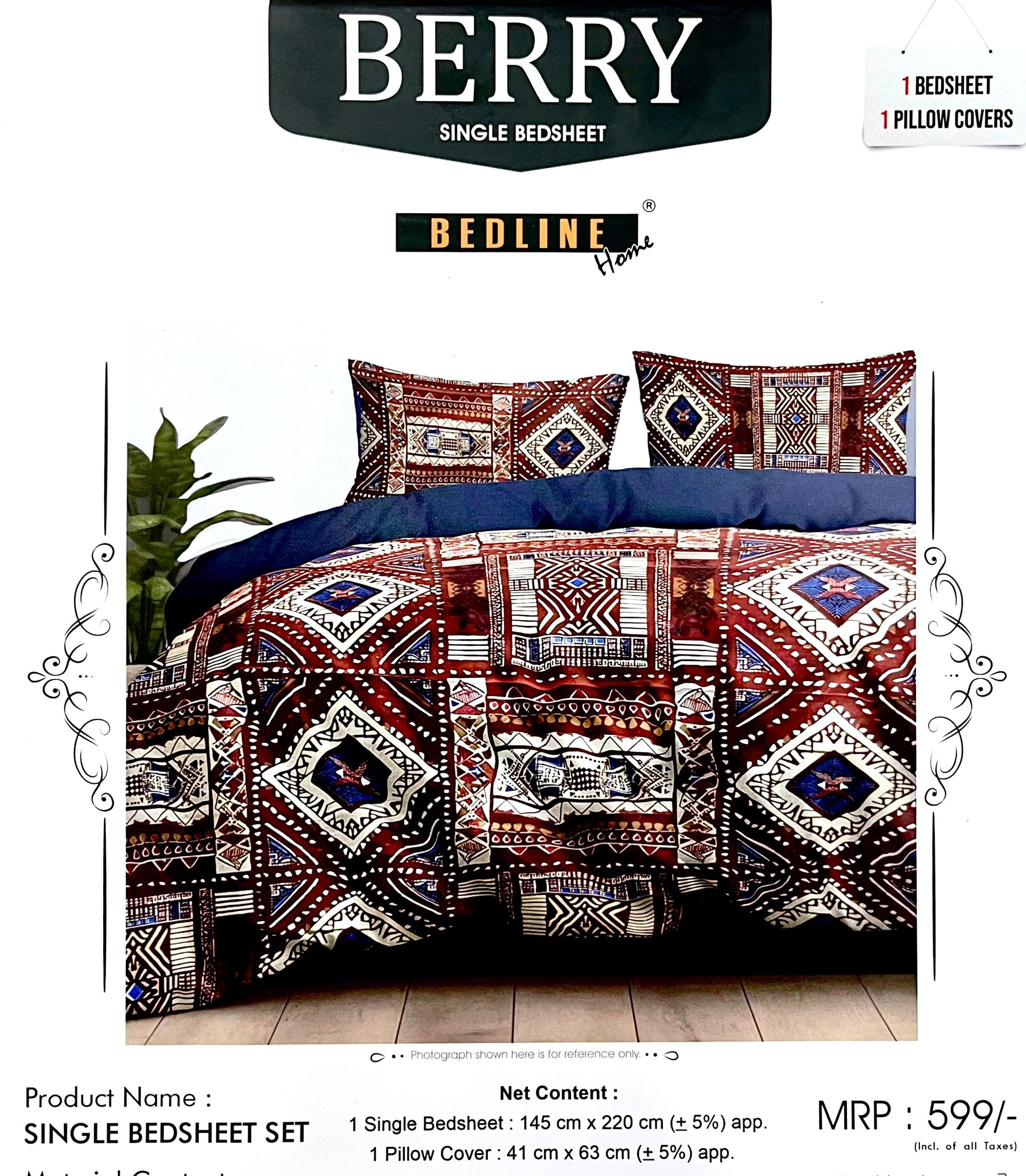 Blended Cotton Single Bed Bedsheet (60x90 inch) with 1 Pillow Cover (41x63 cm) – M.R. Saree Emporium