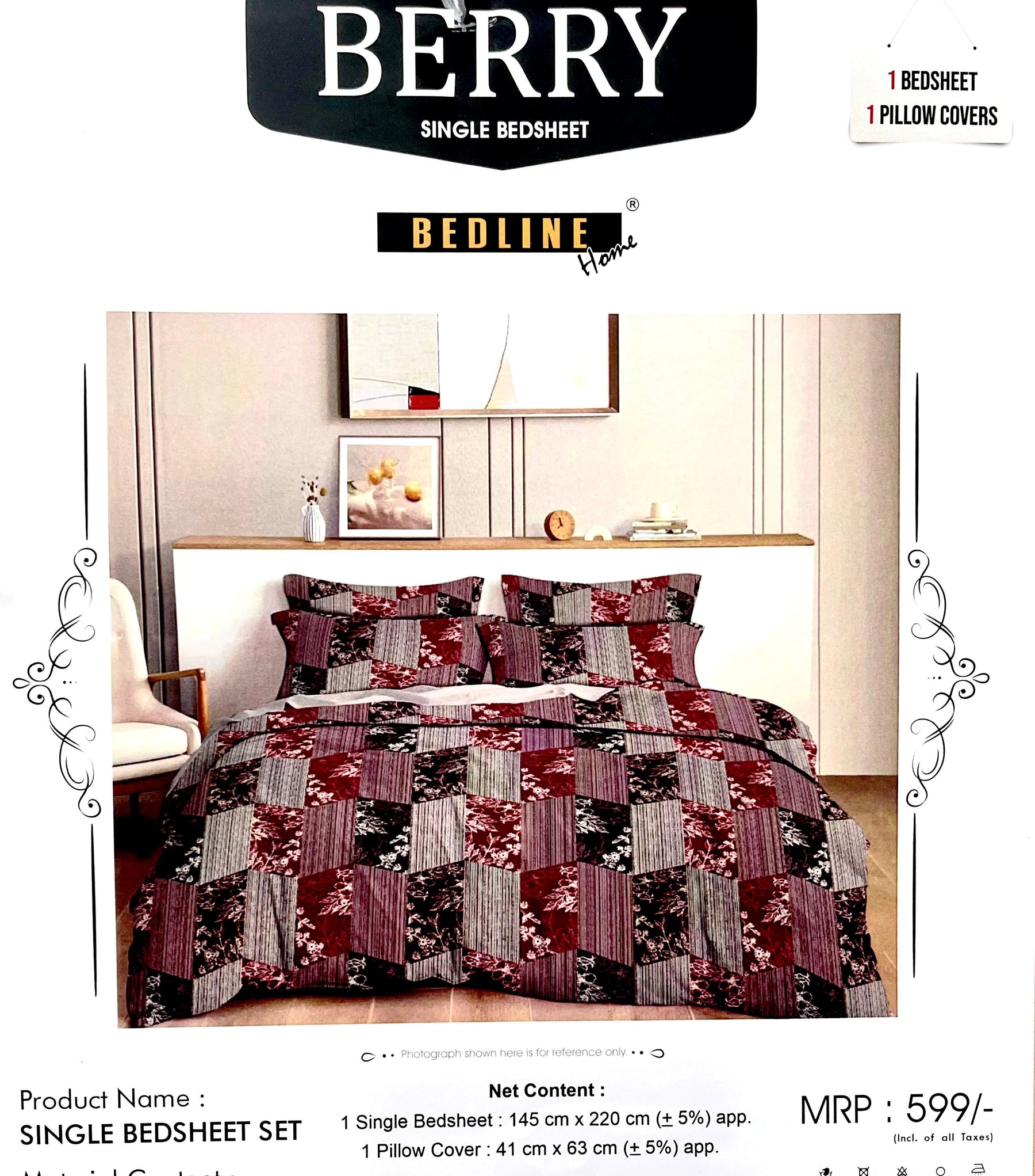 Blended Cotton Single Bed Bedsheet (60x90 inch) with 1 Pillow Cover (41x63 cm) – M.R. Saree Emporium