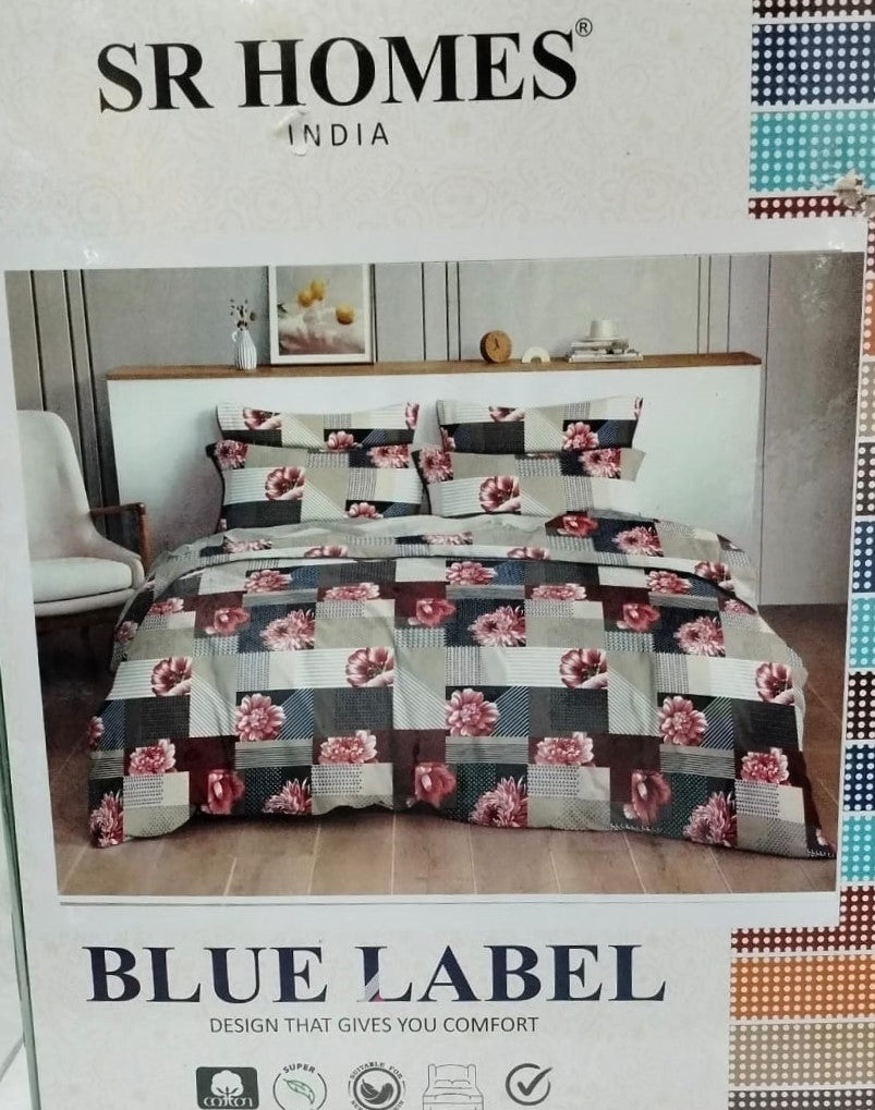 M.R. Saree Emporium Blue Label Design Double Bed Bedsheet – Soft Cotton