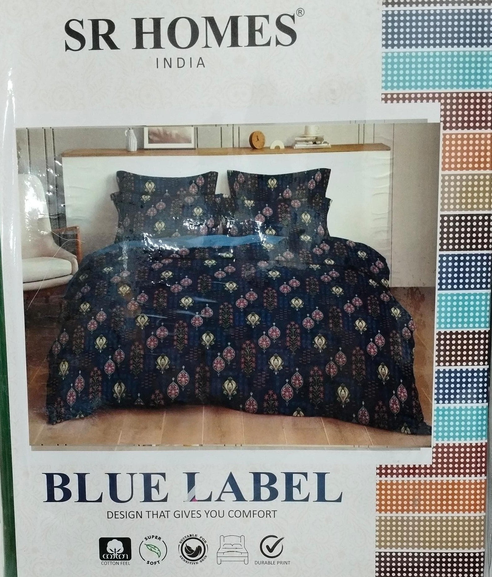 M.R. Saree Emporium Blue Label Design Double Bed Bedsheet – Soft Cotton