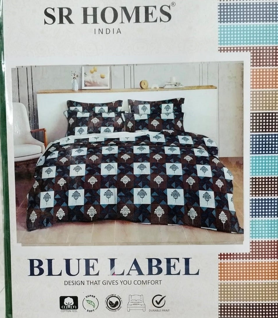 M.R. Saree Emporium Blue Label Design Double Bed Bedsheet – Soft Cotton
