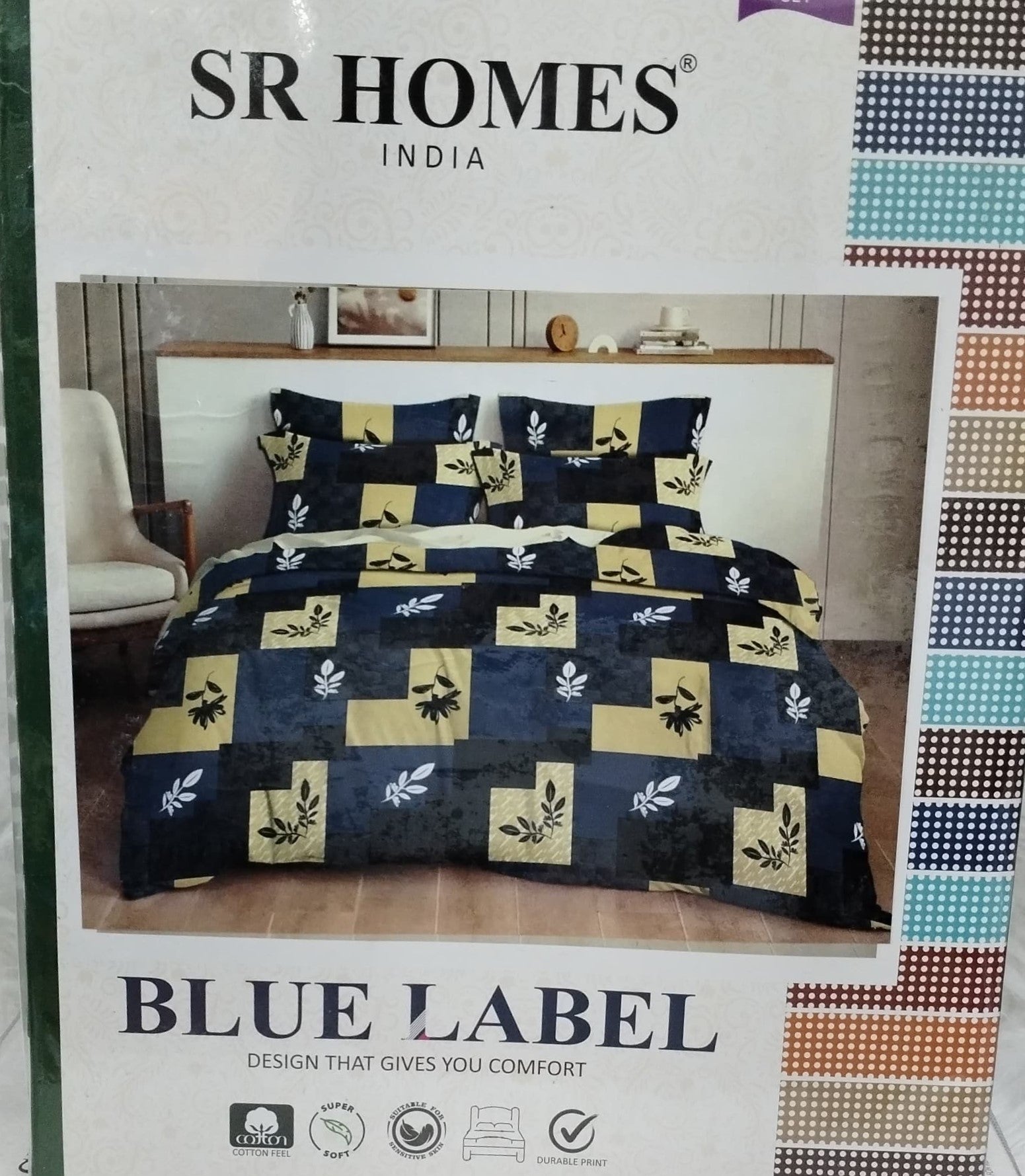 M.R. Saree Emporium Blue Label Design Double Bed Bedsheet – Soft Cotton