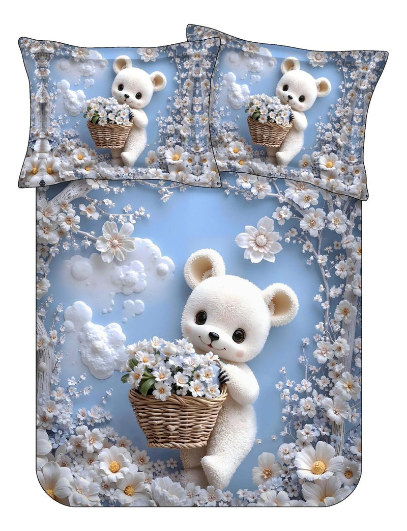 3D Cute Double Bedsheet Set – 21 Animal & Floral Prints M.R. Saree Emporium
