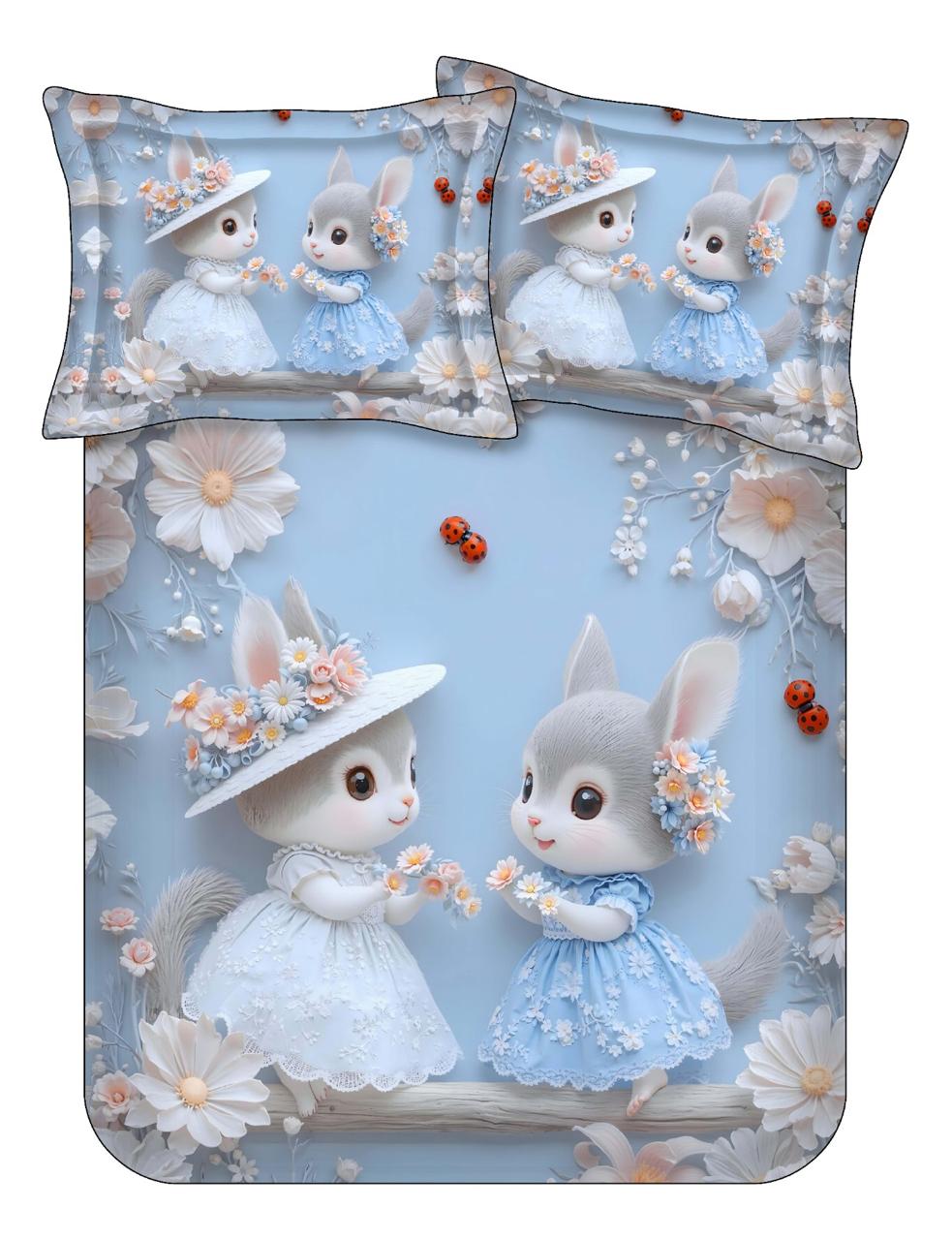 7D Cute Double Bedsheet Set – 21 Animal & Floral Prints M.R. Saree Emporium