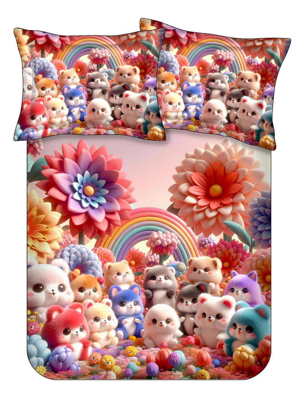 7D Cute Double Bedsheet Set – 21 Animal & Floral Prints M.R. Saree Emporium