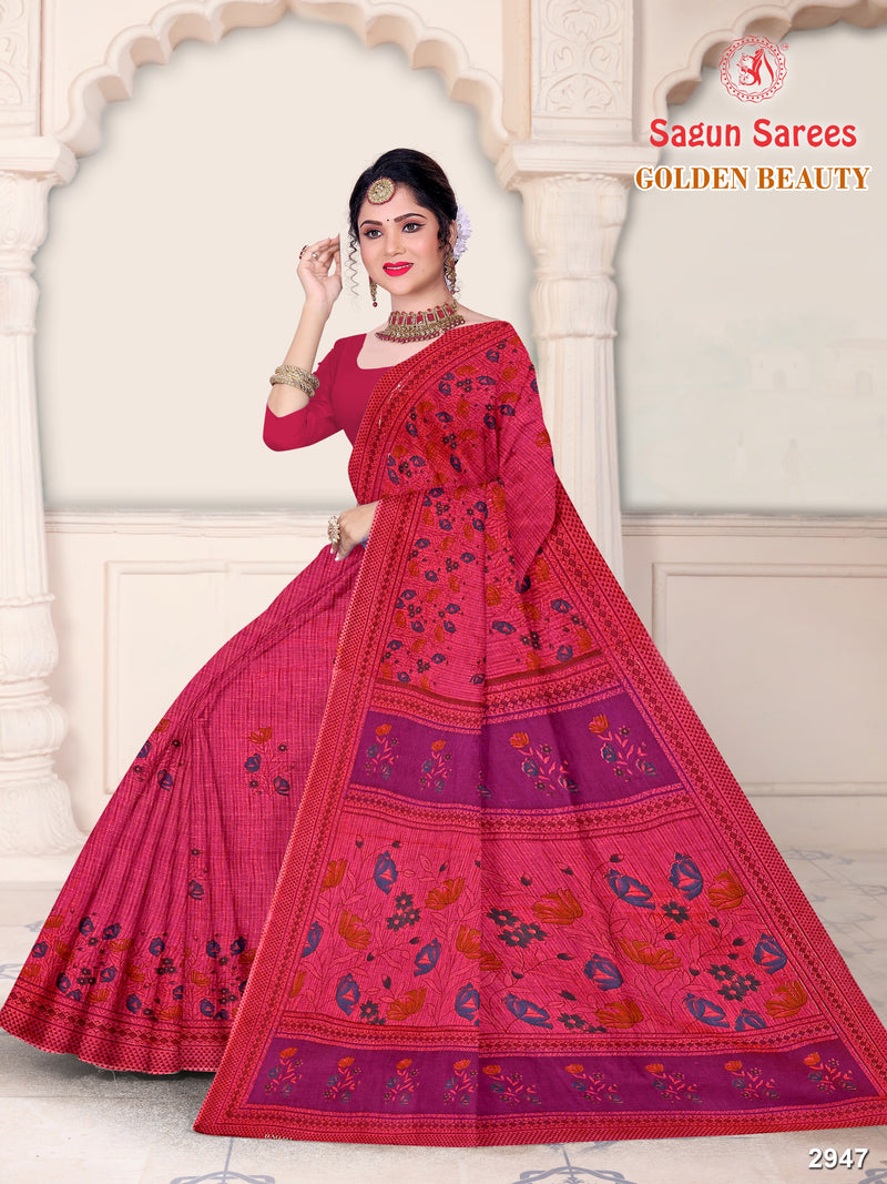 Shagun Sarees Golden Beauty Cotton Printed Saree – Traditional Wear M.R. Saree Emporium