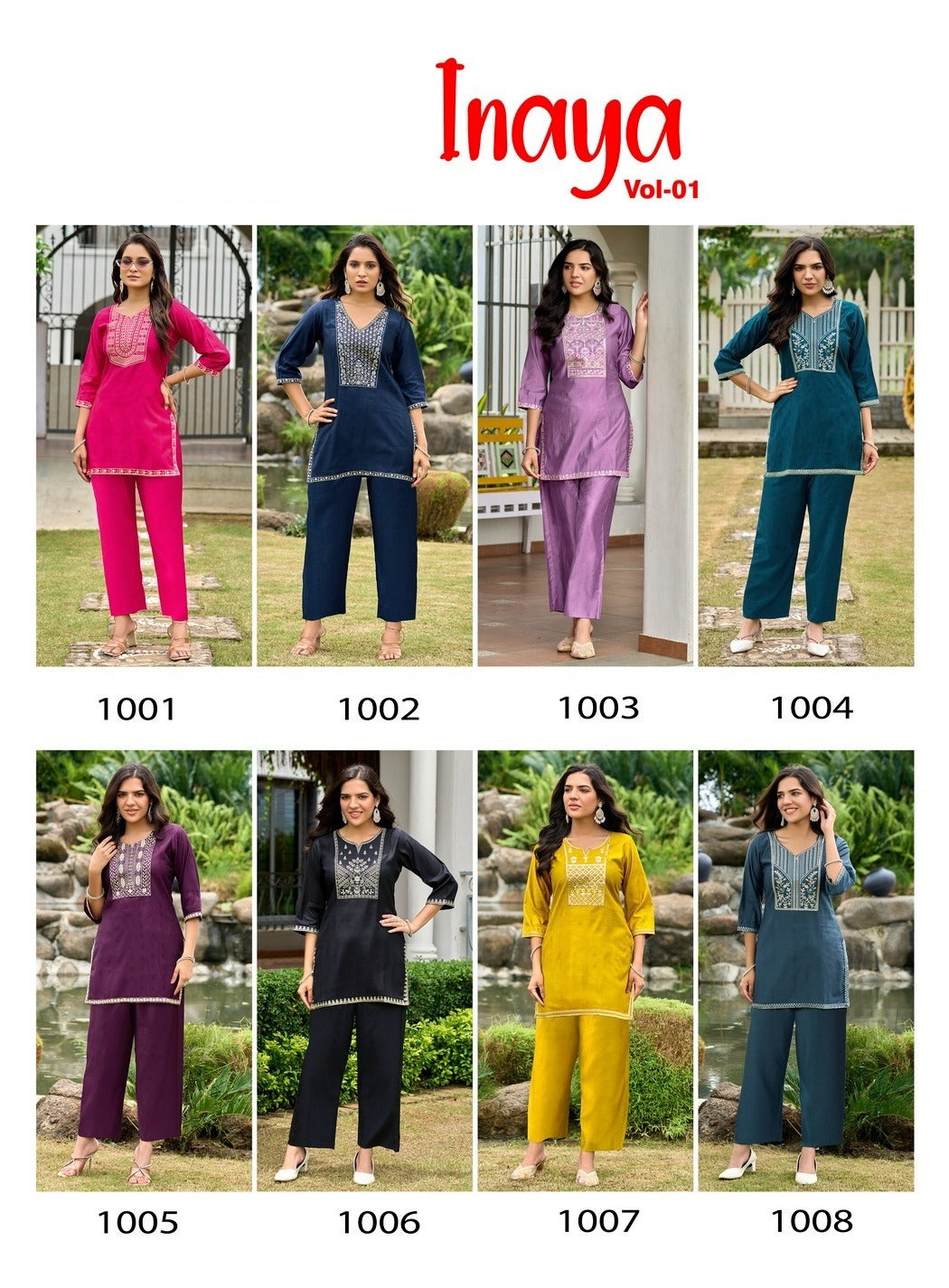 INAYA VOL-1 – Straight Top with Pant Palazzo Cord Set -M.R. Saree Emporium