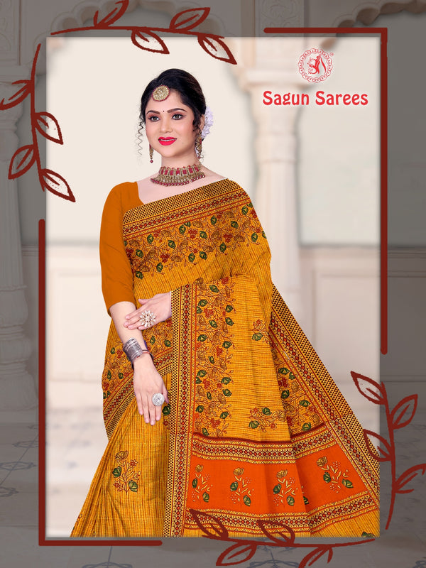 Shagun Sarees Krishna Cotton Printed Saree – Traditional Wear M.R. Saree Emporium