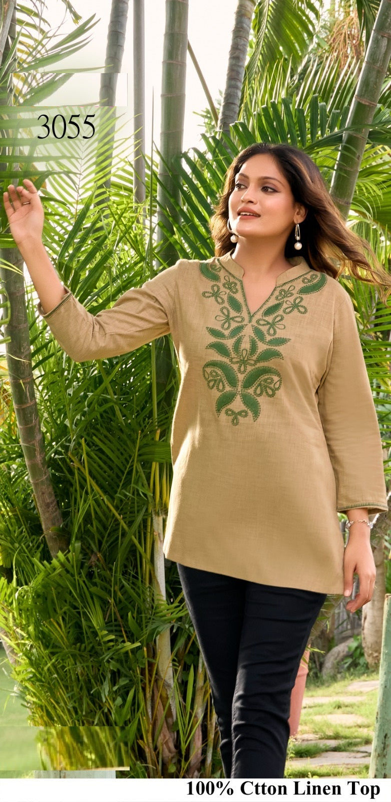 Elegant Cotton Kurti with Multiple Colors – Dark Navy, Khaki & Cream | M.R. Saree Emporium