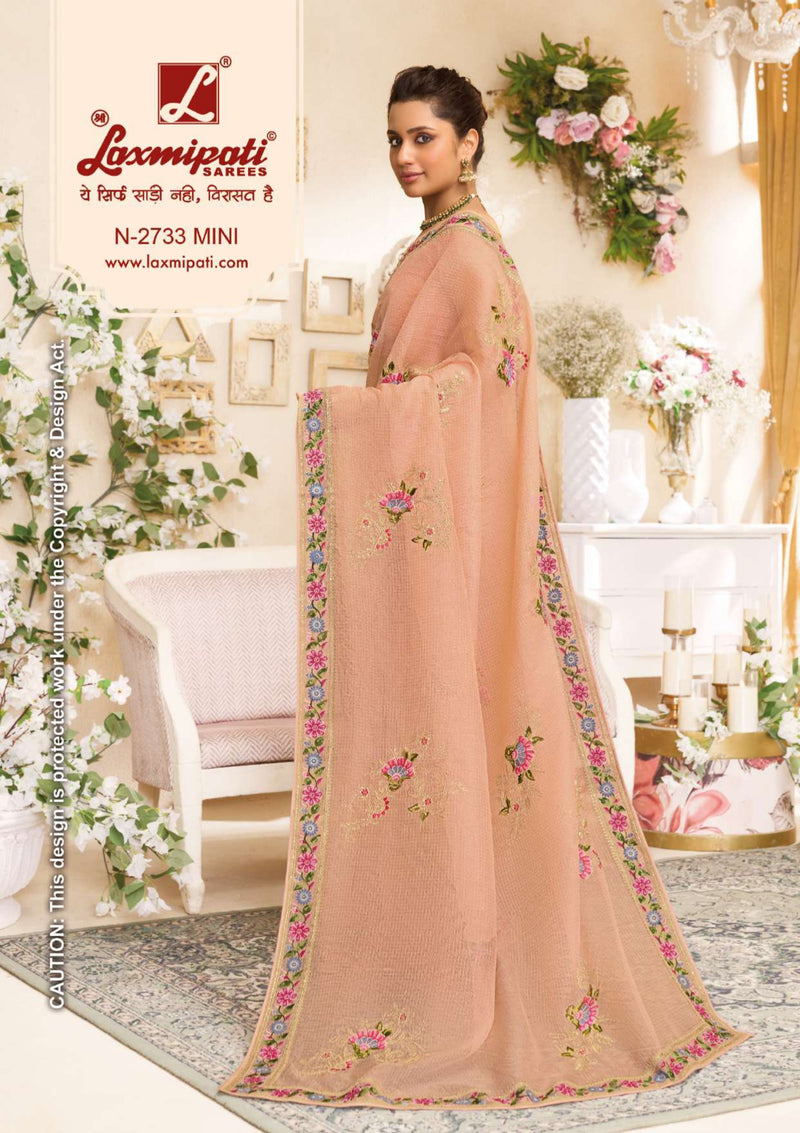 Laxmipati Raangsaaz N-2733 – Peach Kota Chex| M.R. Saree Emporium