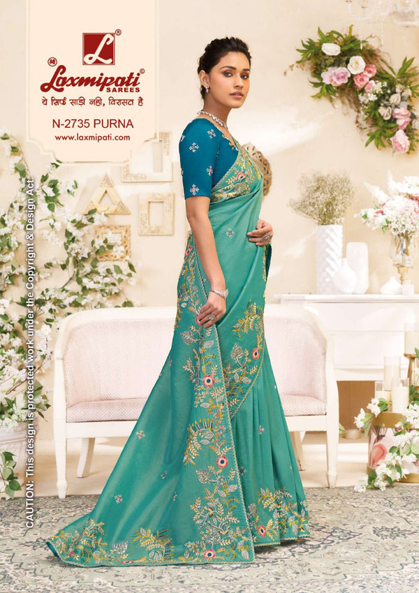 Laxmipati Raangsaaz N-2735 – Sky Blue Cosmo Silk| M.R. Saree Emporium
