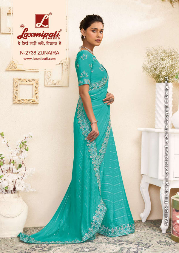 Laxmipati Raangsaaz N-2738 – Sky Blue Soft Organza| M.R. Saree Emporium