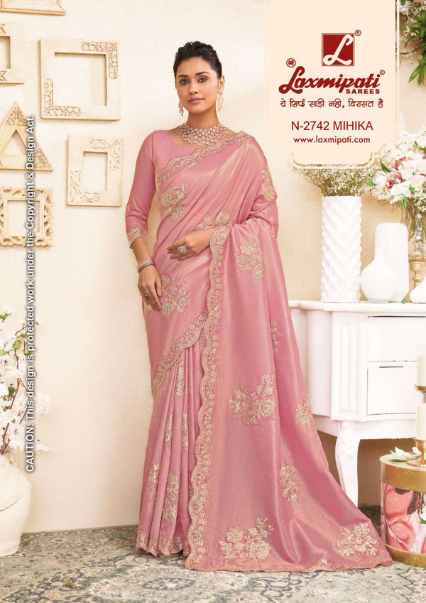 Laxmipati Raangsaaz N-2742 – Baby Pink Cosmo Silk| M.R. Saree Emporium