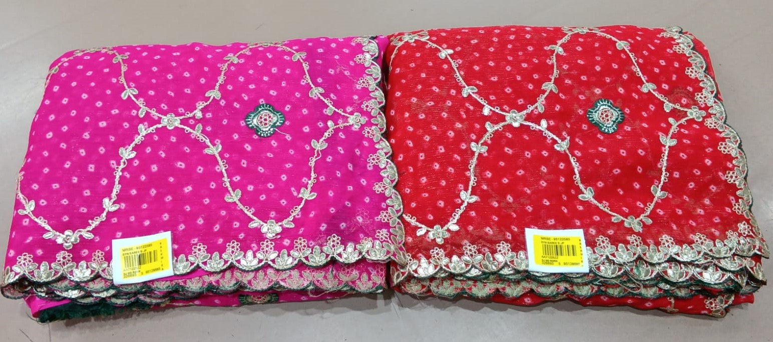 Lehariya Design Simmar Chiffon Saree Set Of 2 Pcs Set - M.R.Saree Emporium
