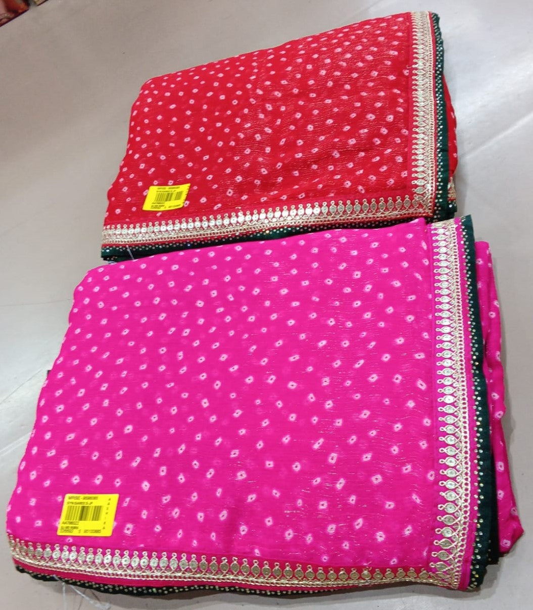 Bandhani Design Simmar Chiffon Saree Set Of 2 Pcs Set - M.R.Saree Emporium