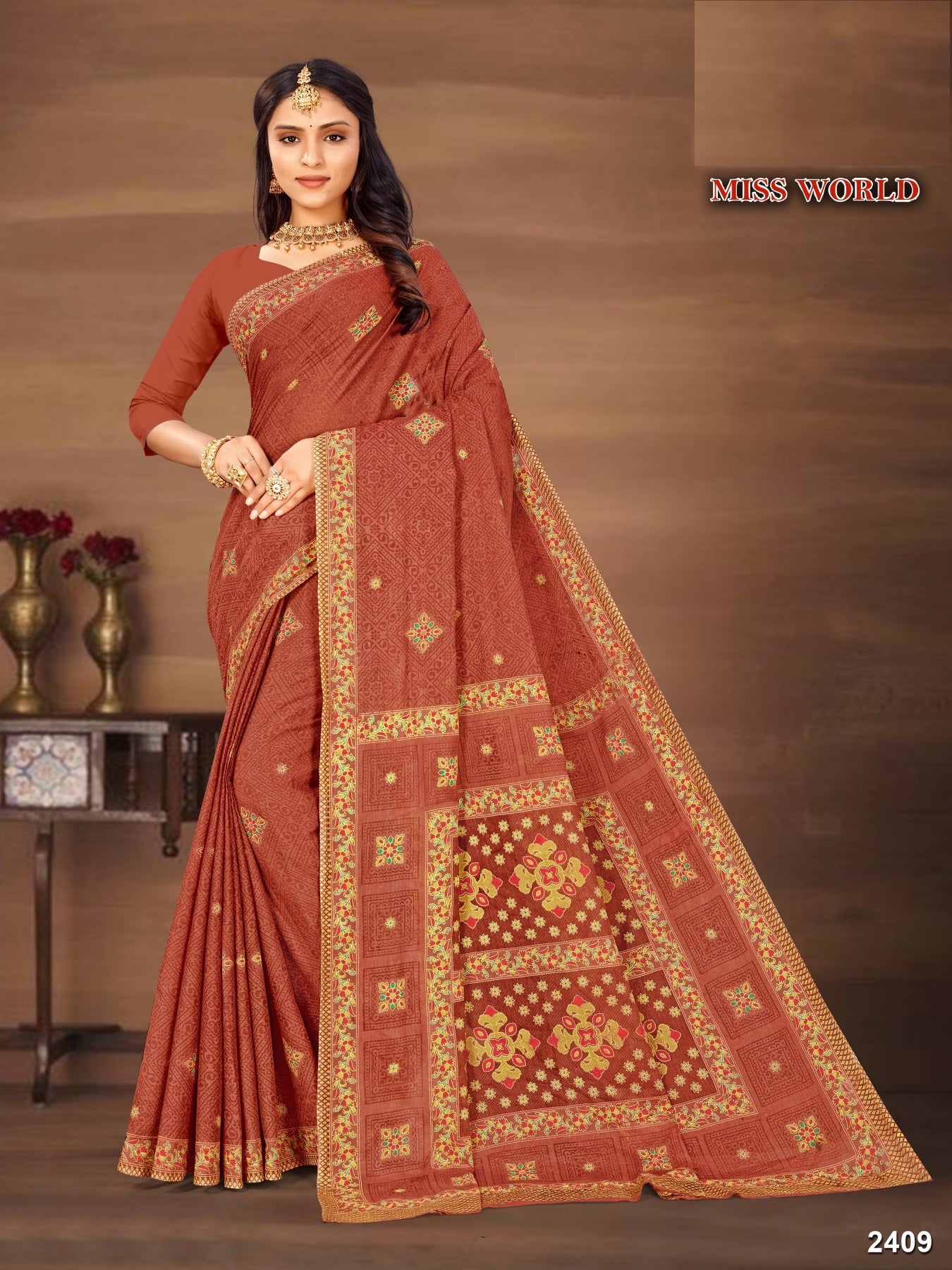 Miss World Pure Cotton Print Saree Set of 8 – M.R. Saree Emporium
