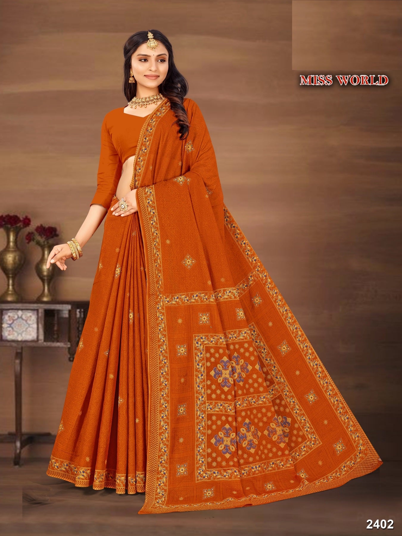 Miss World Pure Cotton Print Saree Set of 8 – M.R. Saree Emporium