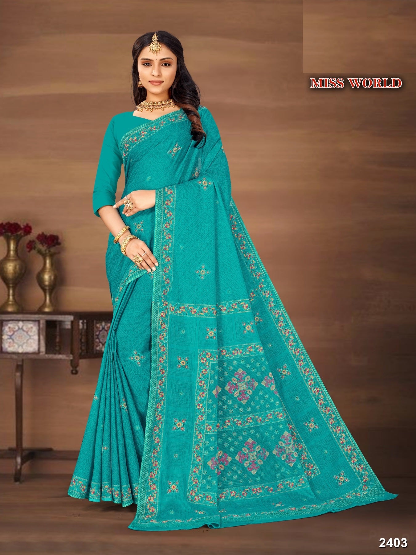 Miss World Pure Cotton Print Saree Set of 8 – M.R. Saree Emporium