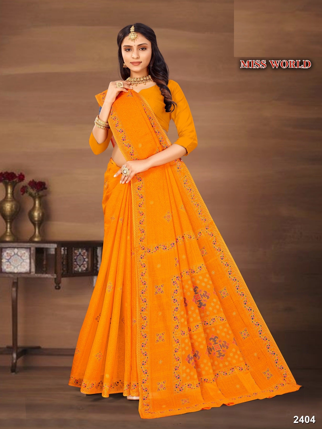 Miss World Pure Cotton Print Saree Set of 8 – M.R. Saree Emporium