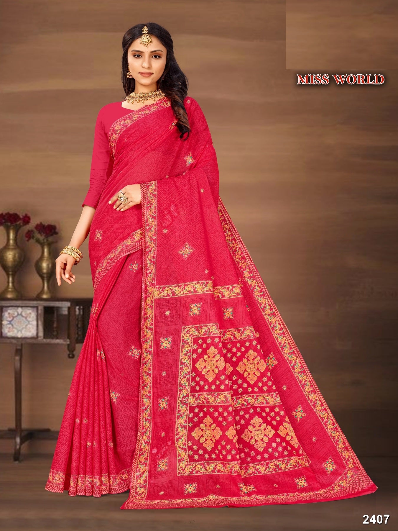 Miss World Pure Cotton Print Saree Set of 8 – M.R. Saree Emporium