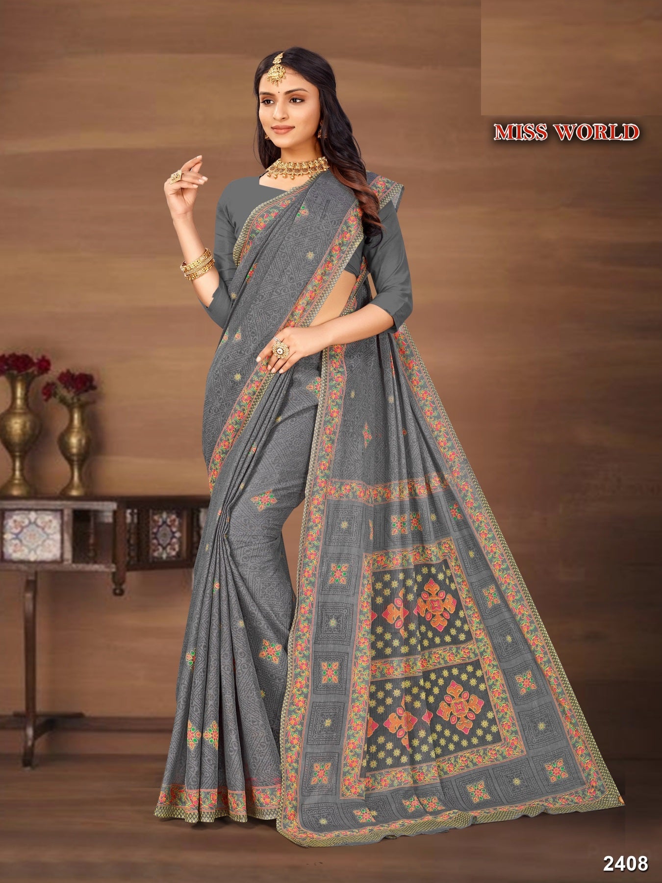 Miss World Pure Cotton Print Saree Set of 8 – M.R. Saree Emporium