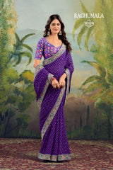 Raghumala 10 PCS Set – Heavy Georgette with Fancy Lace & Embroidered Blouse -M.R.Saree Emporium