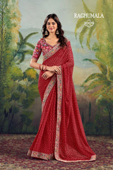 Raghumala 10 PCS Set – Heavy Georgette with Fancy Lace & Embroidered Blouse -M.R.Saree Emporium