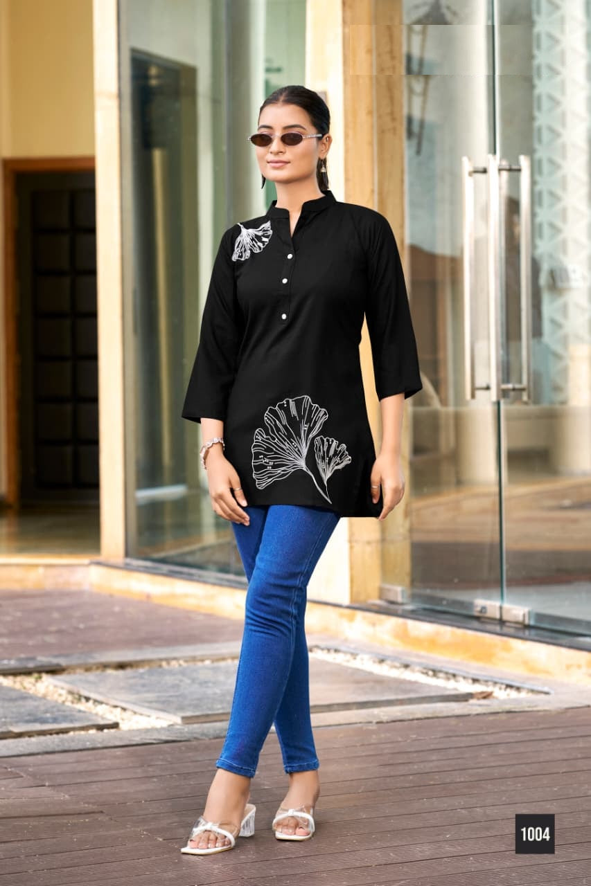 Blossom – Fancy Short Tops with Embroidery Work | M.R. Saree Emporium