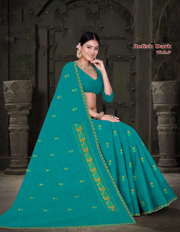 M.R. Relish Dark W.B.P Work Cotton Saree – Set of 8 Colors M.R. Saree Emporium