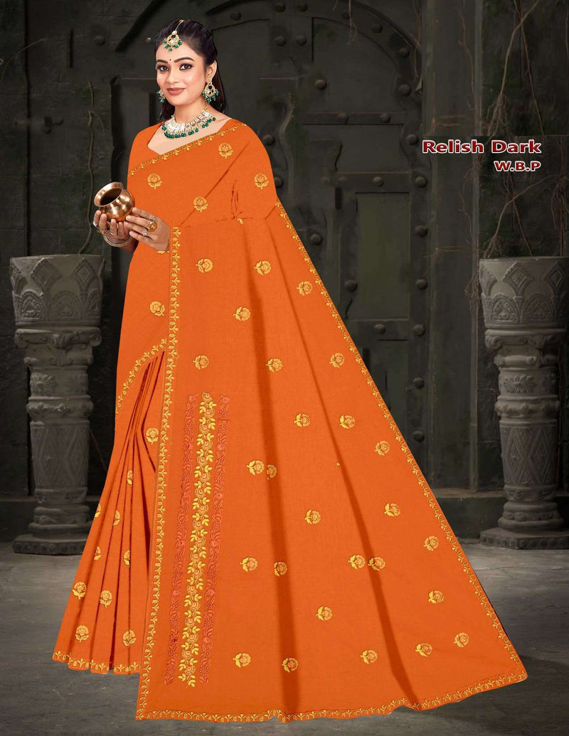 M.R. Relish Dark W.B.P Work Cotton Saree – Set of 8 Colors M.R. Saree Emporium
