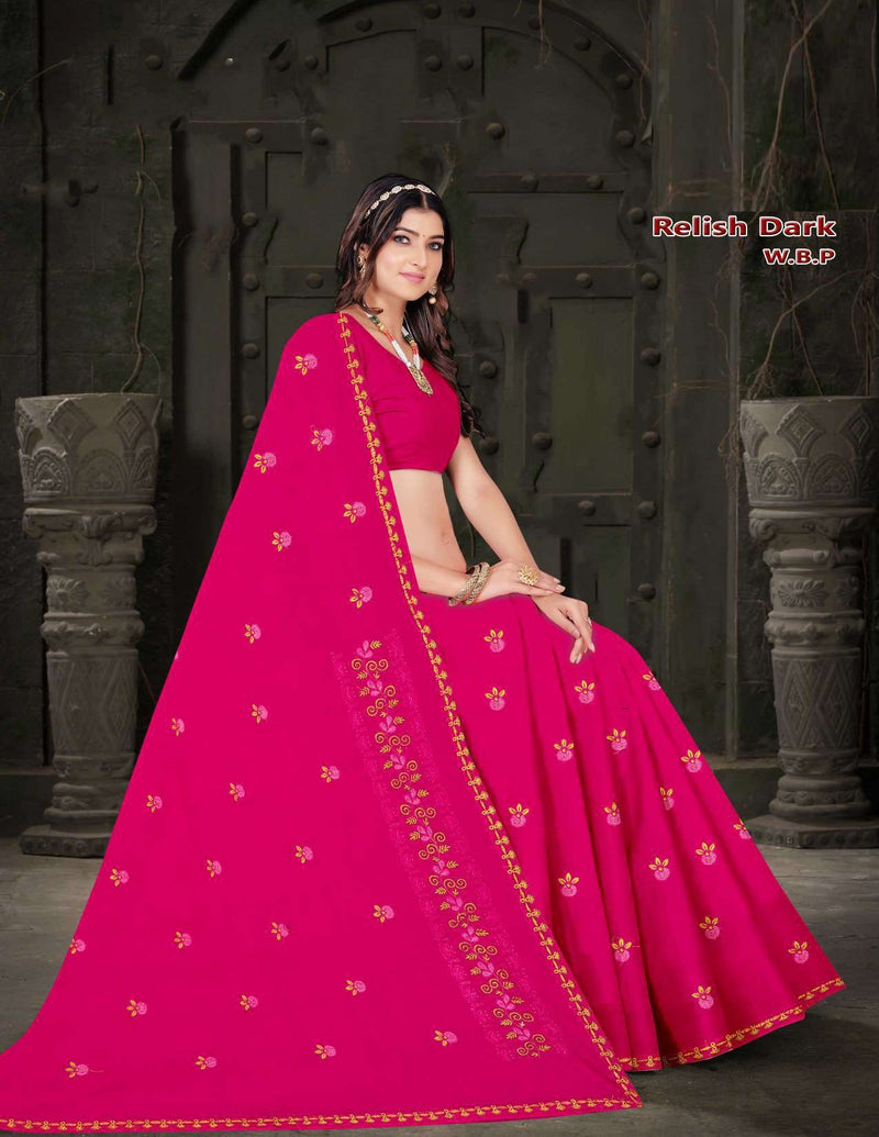 M.R. Relish Dark W.B.P Work Cotton Saree – Set of 8 Colors M.R. Saree Emporium