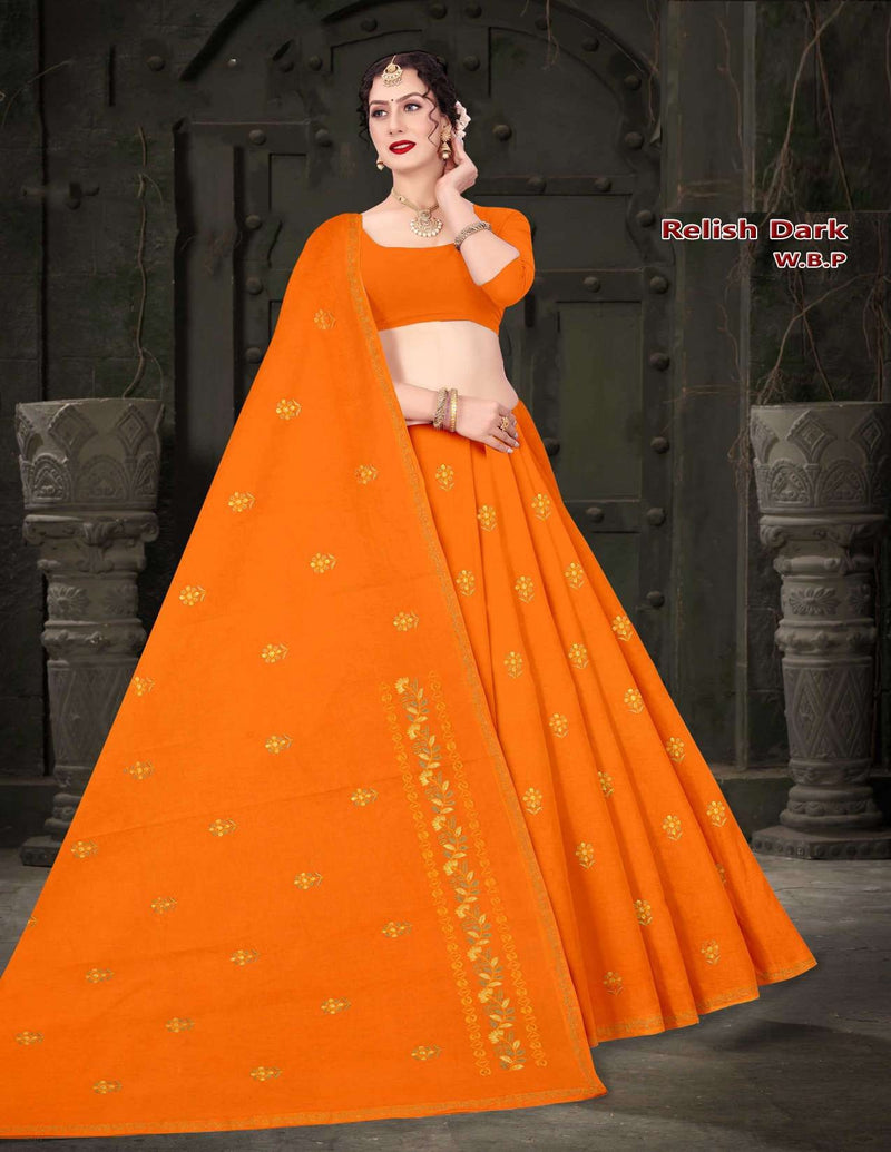 M.R. Relish Dark W.B.P Work Cotton Saree – Set of 8 Colors M.R. Saree Emporium