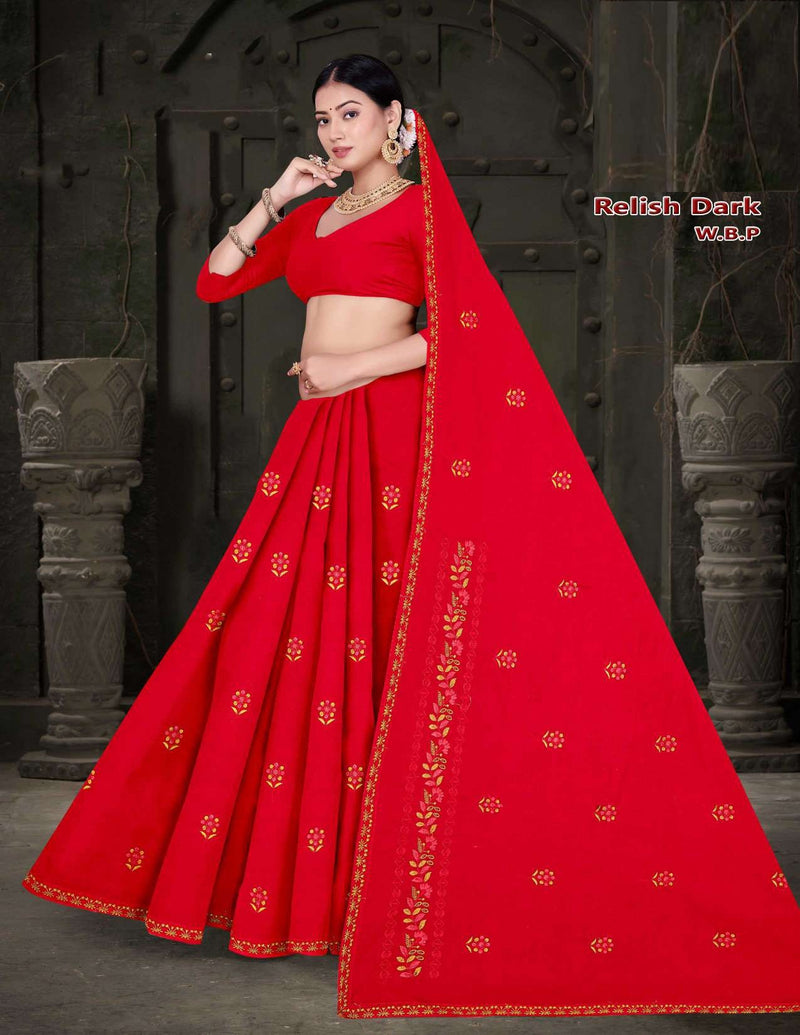 M.R. Relish Dark W.B.P Work Cotton Saree – Set of 8 Colors M.R. Saree Emporium