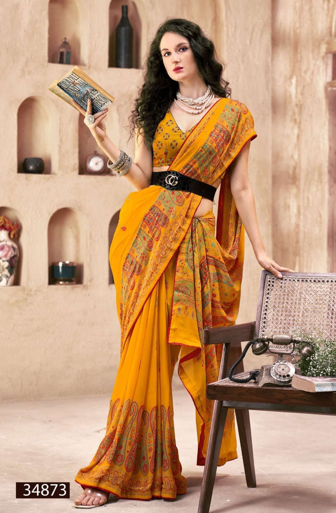 Sajaniya Vol-4 Saree with Fancy Swarovski Work Vallabhi Prints – M.R. Saree Emporium