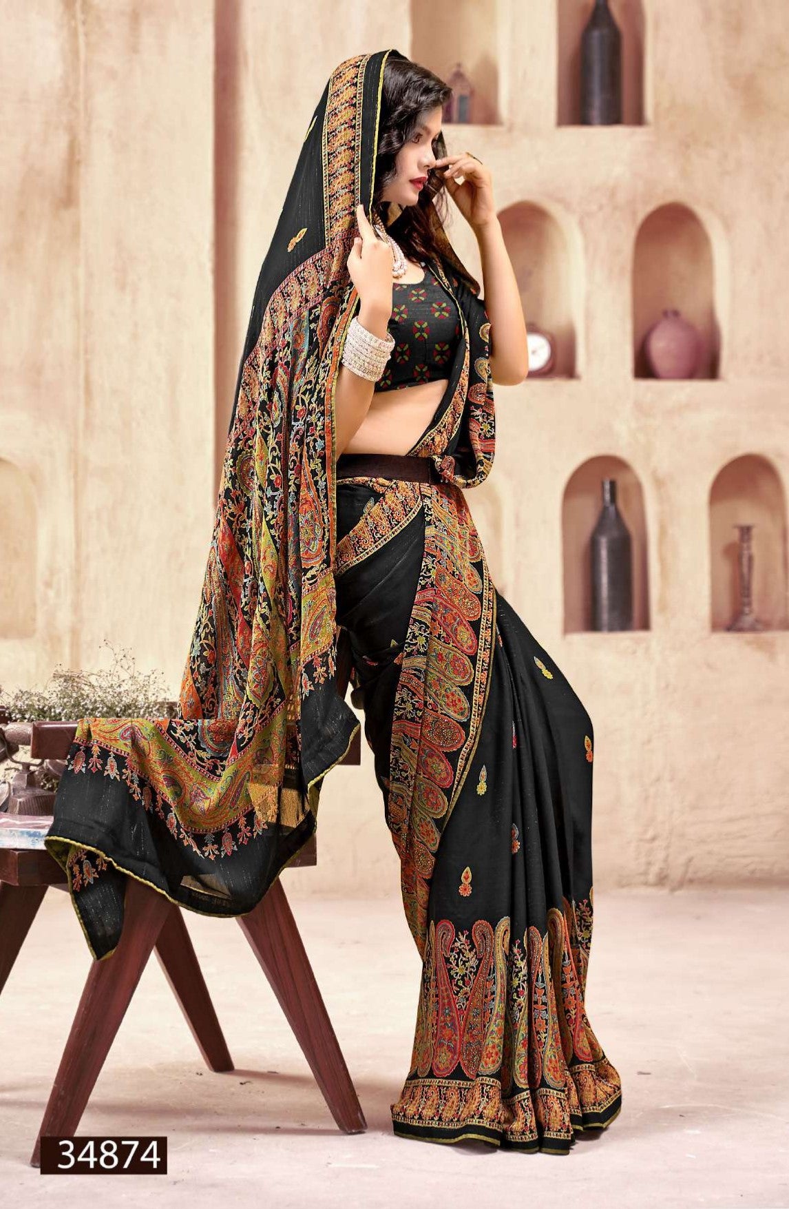 Sajaniya Vol-4 Saree with Fancy Swarovski Work Vallabhi Prints – M.R. Saree Emporium