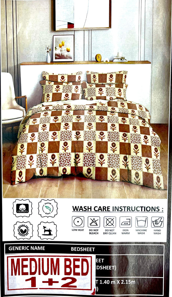 Super Leaf Blended Cotton Single Bed Bedsheet with 2 Pillow Covers – M.R. Saree Emporium