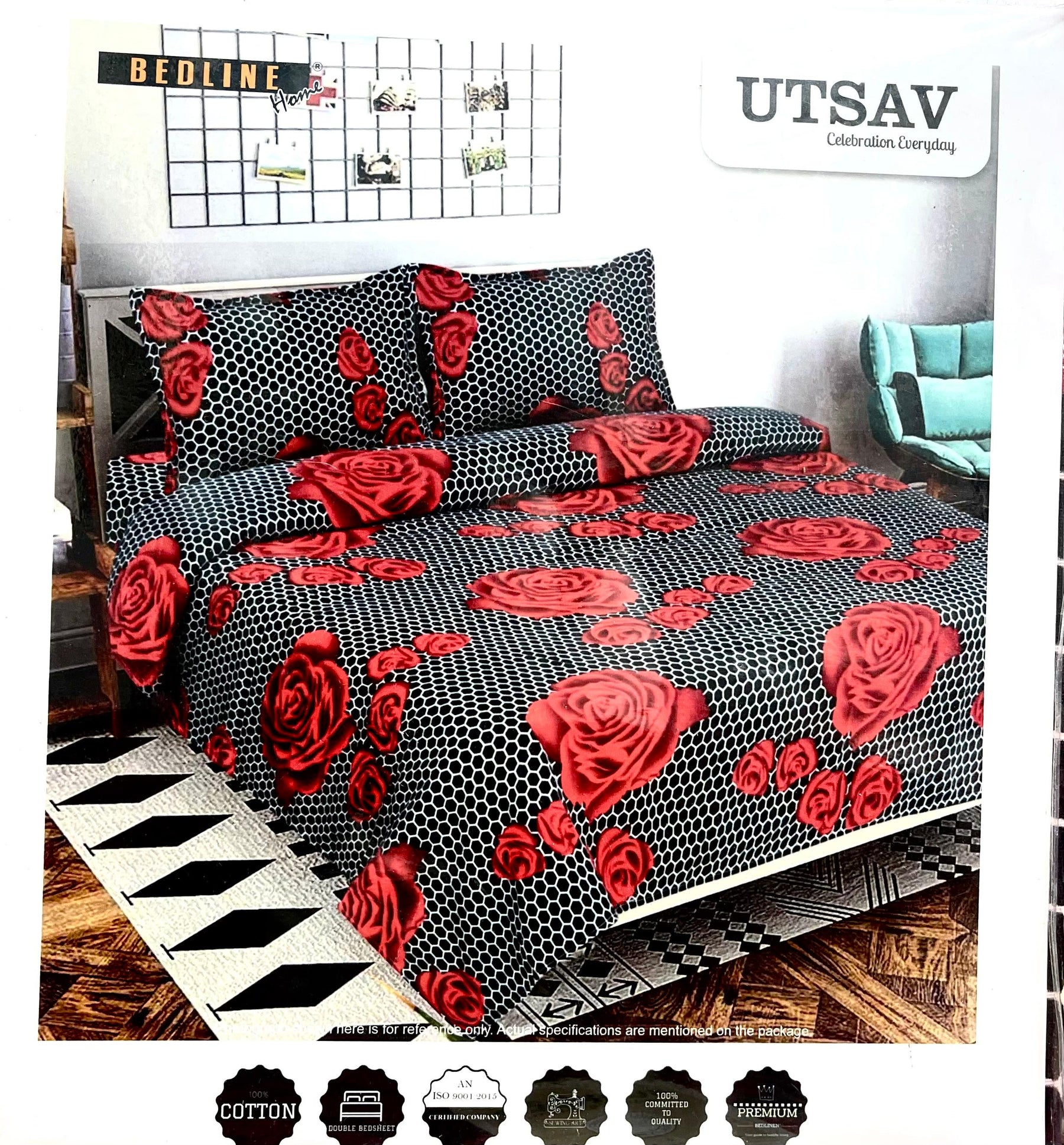 Double Bed Bedsheet with 2 Pillow Covers – Blended Cotton | M.R. Saree Emporium