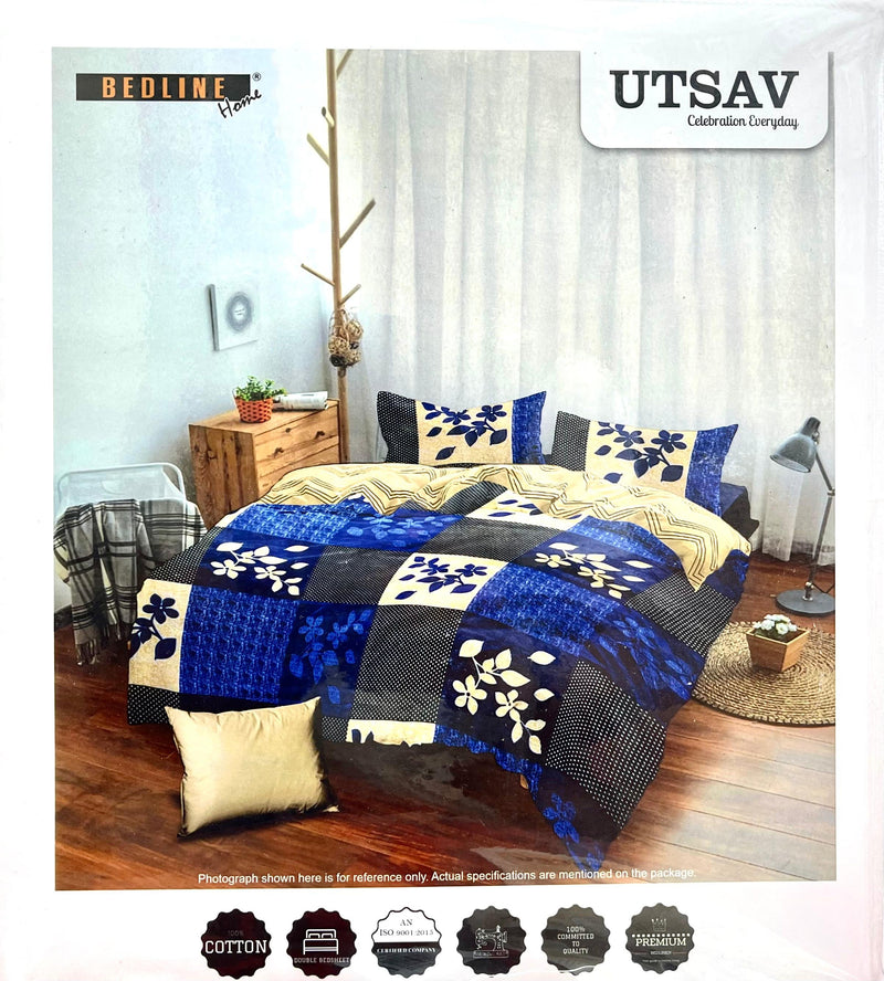 Double Bed Bedsheet with 2 Pillow Covers – Blended Cotton | M.R. Saree Emporium
