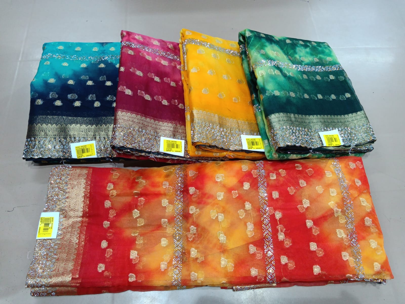Organza Ombre Zari Work Saree – 5 Pcs Set – M.R. Saree Emporium