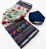 Kazari Series Mul Cotton Printed Saree with Zari Pallu