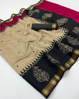 Soft Mul Cotton Printed Saree with Zari Border- 6Pcs Set