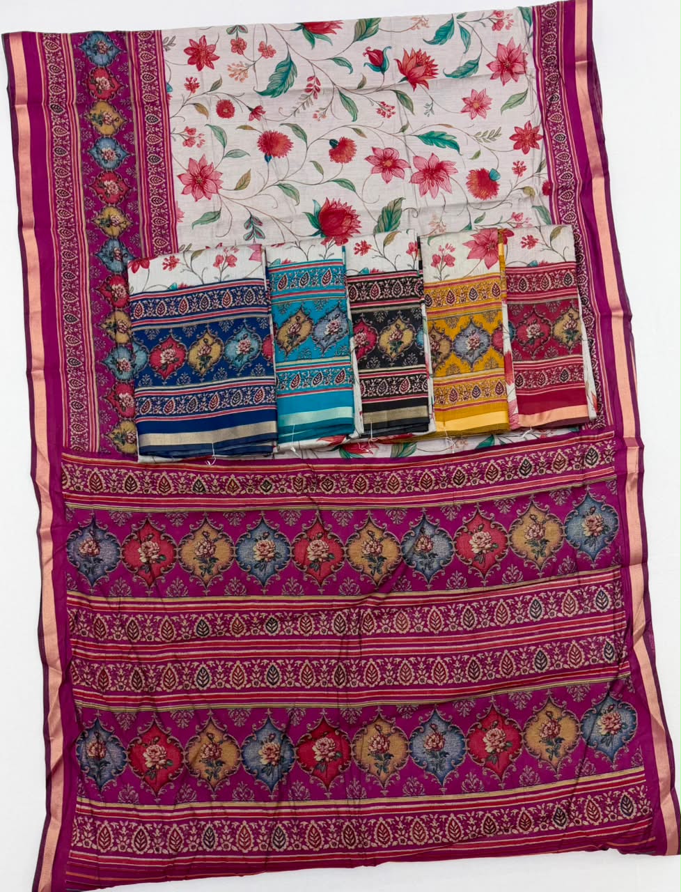Kazari Series Mul Cotton Printed Saree with Zari Pallu