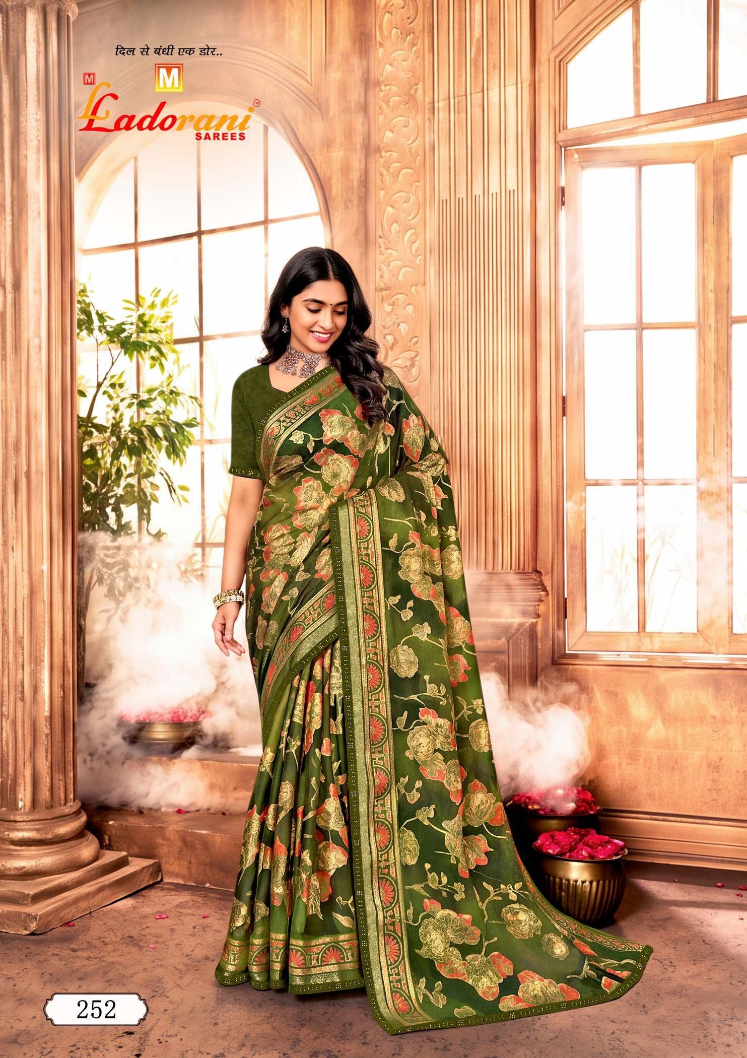 Ladorani Nayab Designer Printed Saree - 8 Pcs Set